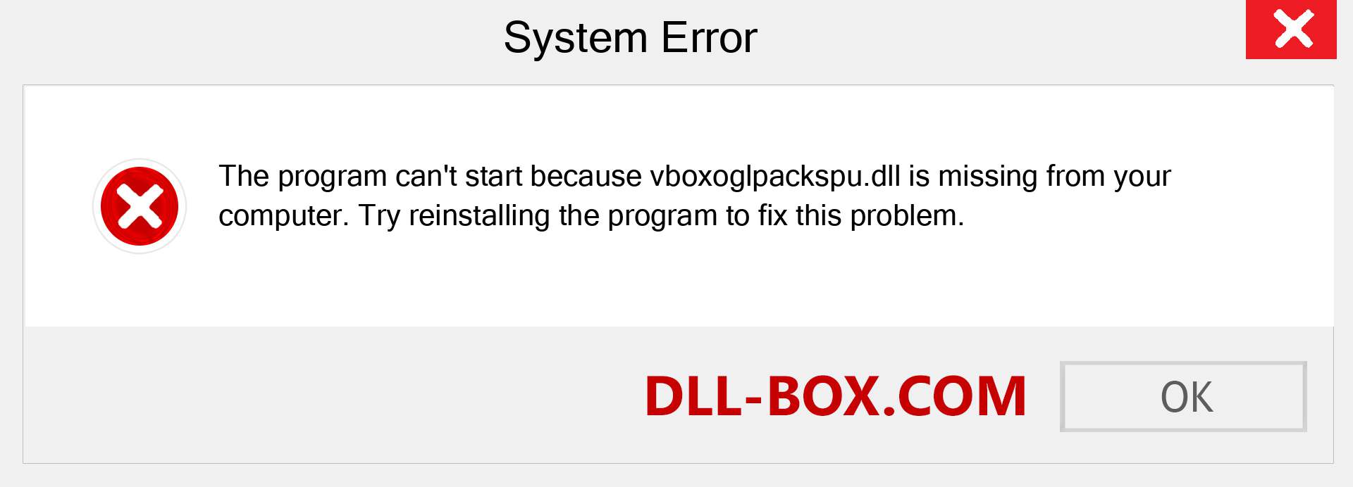  vboxoglpackspu.dll file is missing?. Download for Windows 7, 8, 10 - Fix  vboxoglpackspu dll Missing Error on Windows, photos, images
